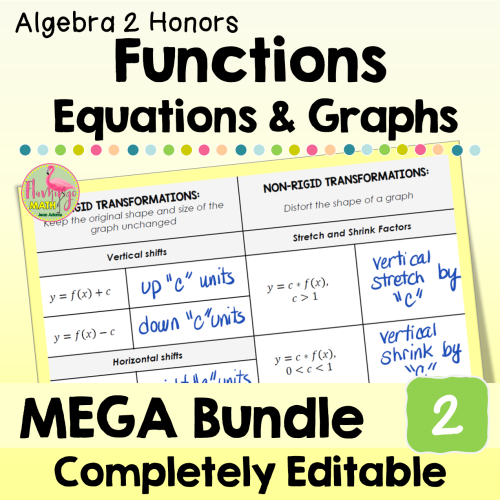 Functions, Equations & Graphs Mega Bundle (Algebra 2 Honors)