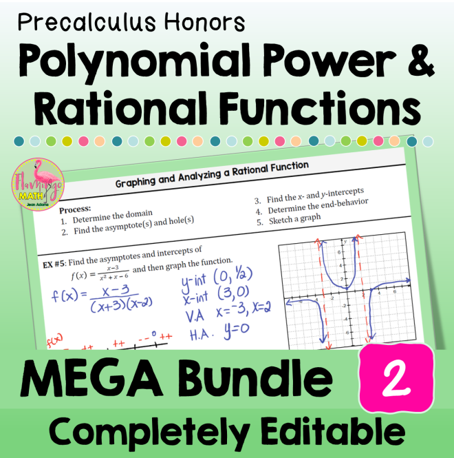Polynomial, Power and Rational Functions Mega Bundle (Precalculus Honors)