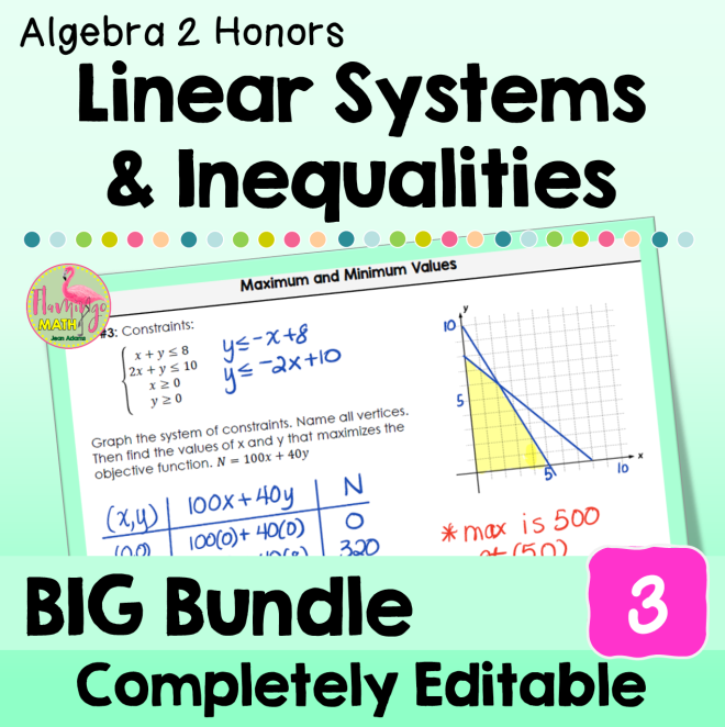 Linear Systems & Inequalities Big Bundle (Algebra 2 Honors)