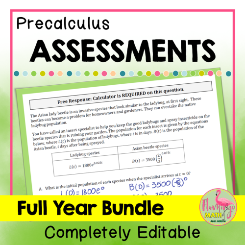 PreCalculus Curriculum Assessments Bundle