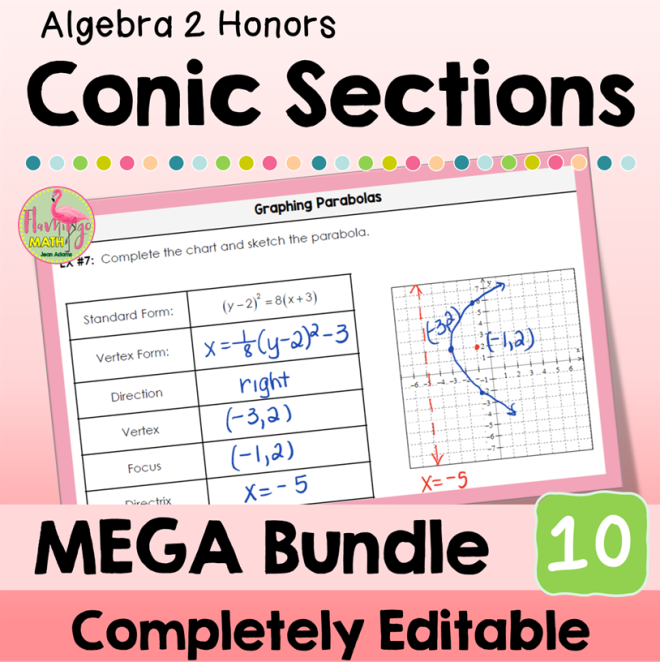 Conic Sections MEGA Bundle (Algebra 2) - Flamingo Math with Jean Adams