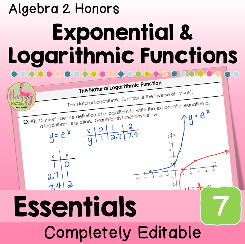 Exponential and Logarithmic Functions Essentials Bundle (Algebra 2 ...