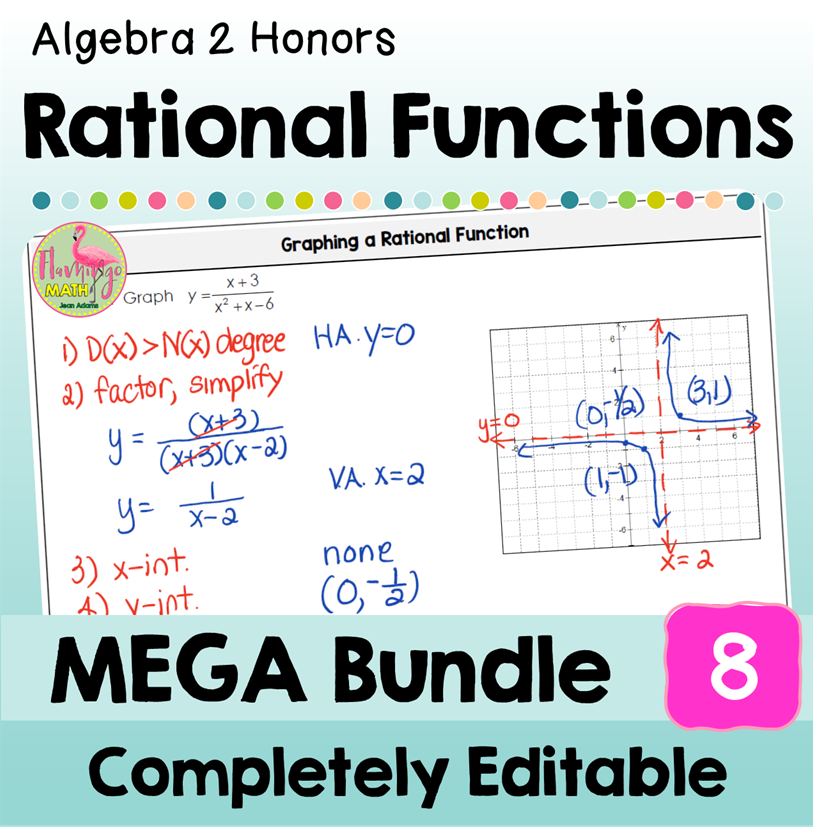 Rational Functions MEGA Bundle (Algebra 2) - Flamingo Math with Jean Adams