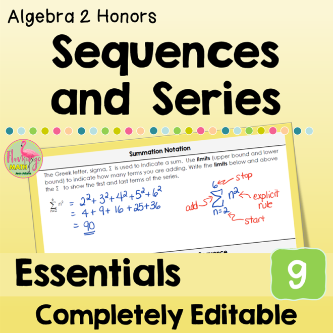 Sequences and Series Essentials Bundle (Algebra 2) - Flamingo Math with ...