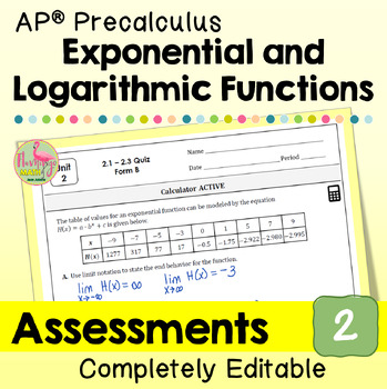 Exponential and Logarithmic Functions Assessments (AP Precalculus)