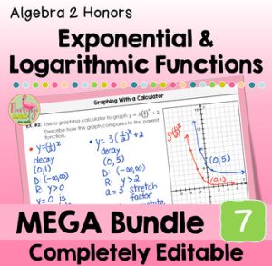Exponential and Logarithmic Functions MEGA Bundle (Algebra 2 ...