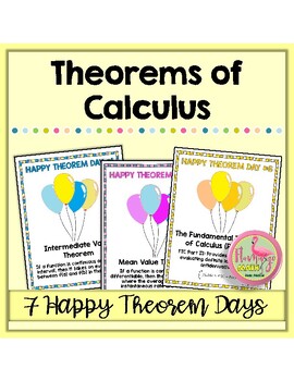 Calculus Happy Theorem Days Anchor Charts and Reference Cards