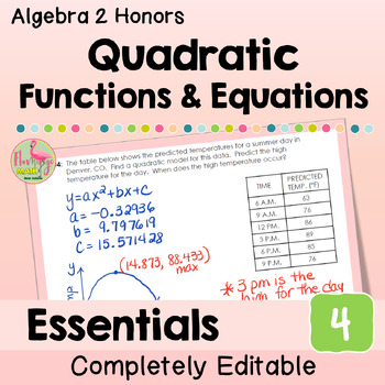 Quadratic Functions and Equations Essentials Bundle (Algebra 2 )