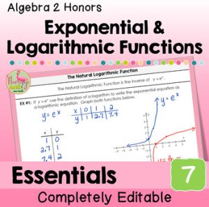 Exponential and Logarithmic Functions Essentials Bundle (Algebra 2 ...