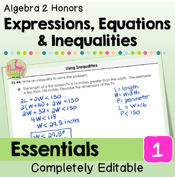 Expressions Equations and Inequalities Essentials Bundle (Algebra 2)