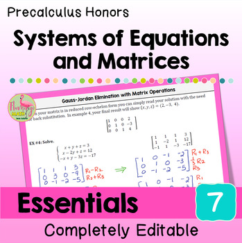 Systems of Equations and Matrices Essentials Bundle (Precalculus)