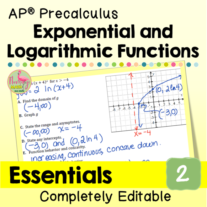 Exponential and Logarithmic Functions Essentials Bundle (AP Precalculus ...