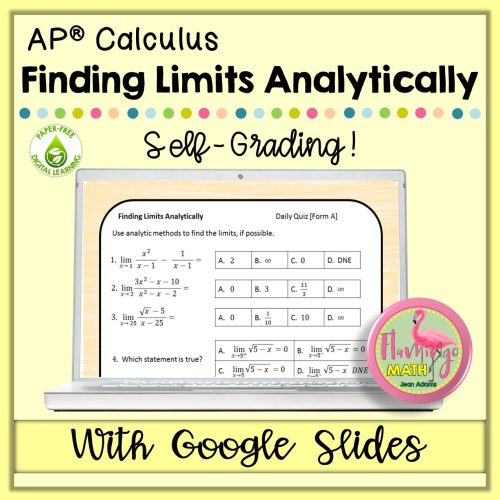 Calculus Finding Limits Analytically Google Quiz (Topic 1.5)