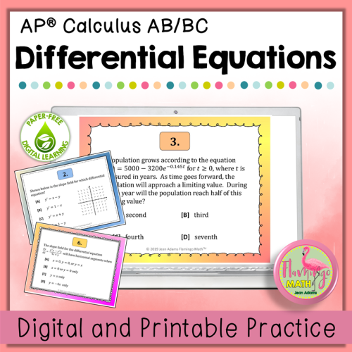 AP Calculus Digital and Printable Differential Equations Task Cards