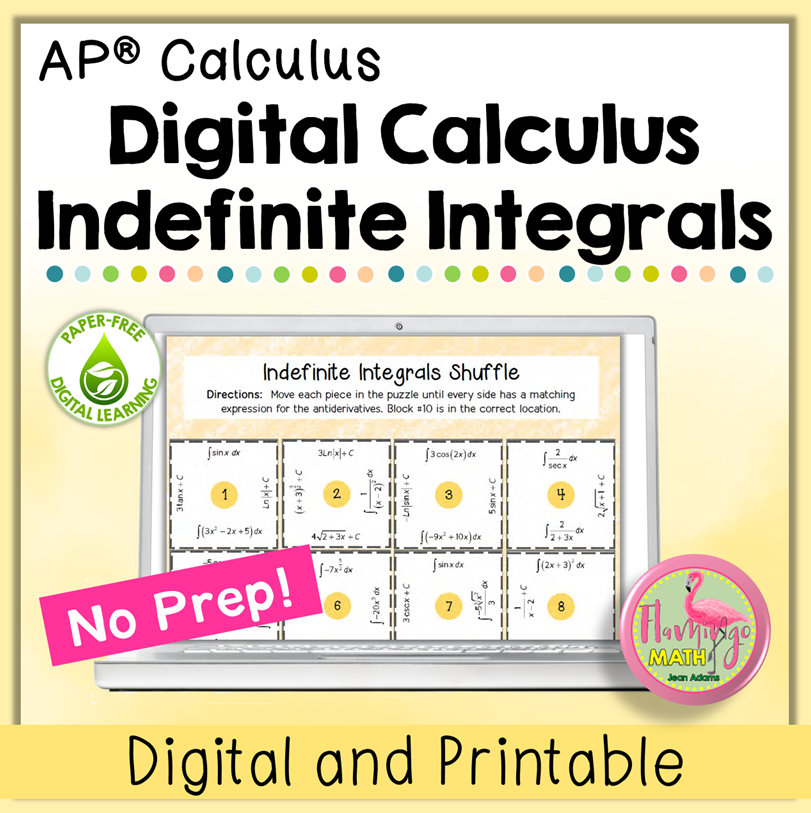 AP Calculus Digital Indefinite Integrals Shuffle (Digital and Printable)