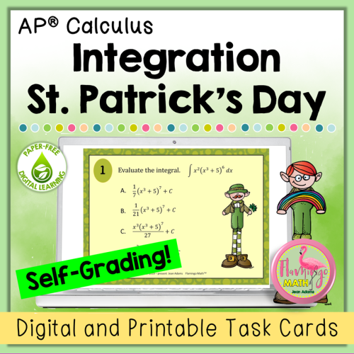 AP Calculus Integration St. Patrick's Day Task Cards (Digital and Printable)