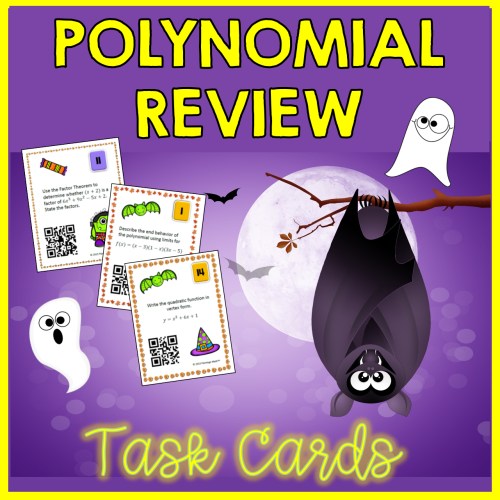 Polynomial Task Cards Halloween Activity Precalculus
