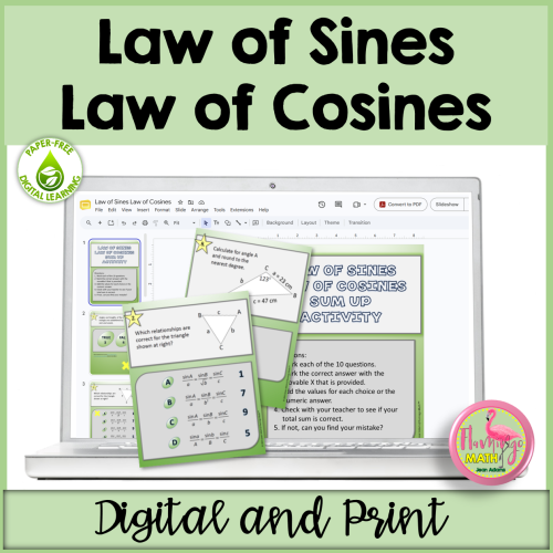 Law of Sines and Law of Cosines Digital Sum-Up Activity (Digital and Print)
