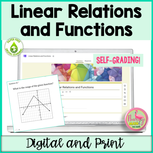 Linear Relations and Functions Self-Grading Google Forms Activity (Digital and Print)