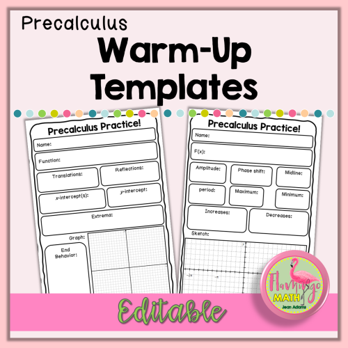 Precalculus Editable Warm-Up Templates