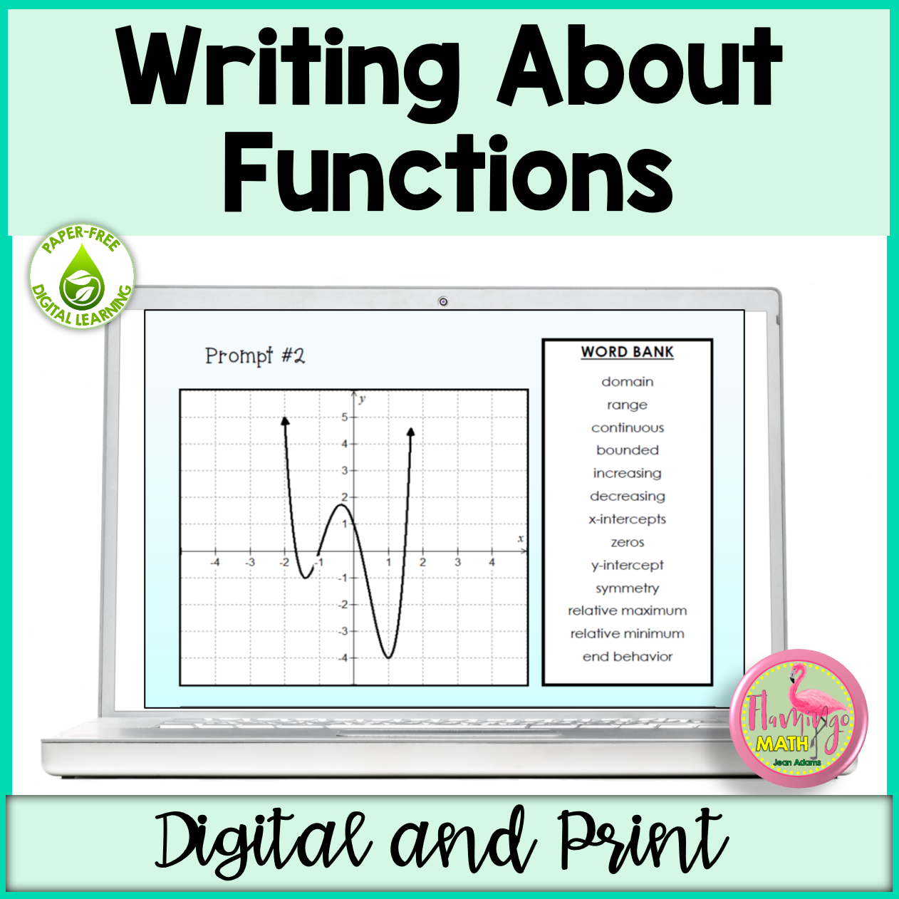 Writing About Functions for Google Slides (Digital and Print)