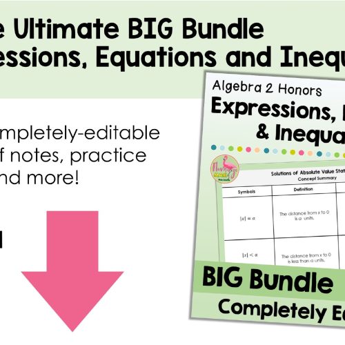 Expressions Equations and Inequalities BIG Bundle Algebra 2 (Unit 1)