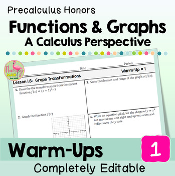 Functions and Graphs Warm Ups Unit 1 Precalculus