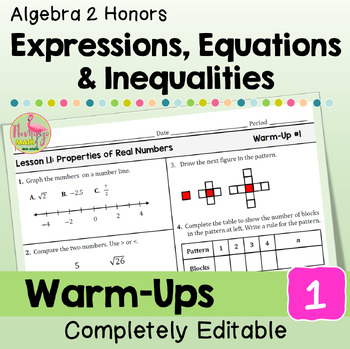 Expressions Equations and Inequalities Warm Ups (Unit 1 Algebra 2)