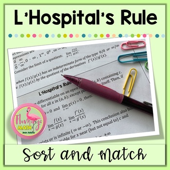 L'Hospital's Rule Sort and Match (Unit 1-Calculus)