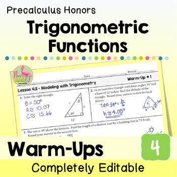 Trigonometric Functions Warm Ups Unit 4 Precalculus