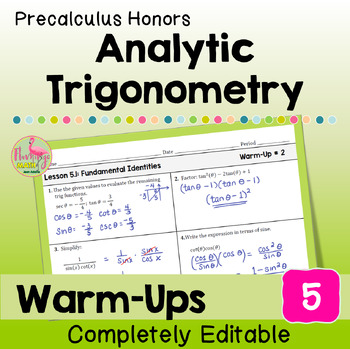 Analytic Trigonometry Unit 5 Warm-Ups Precalculus