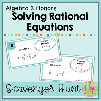 Solving Rational Equations Scavenger Hunt Activity (Algebra 2 - Unit 8)