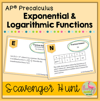 Exponential Logarithmic Functions Scavenger Hunt Unit 2 AP Precalculus