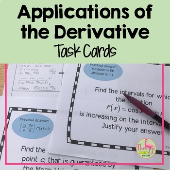 Calculus Applications of the Derivative Scavenger Hunt Activity (Unit 5)