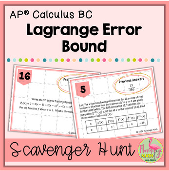 Lagrange Error Bound Scavenger Hunt (Unit 10-AP Calculus BC)