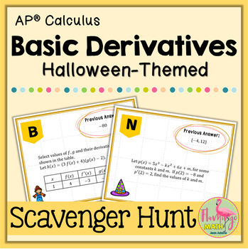 Basic Derivatives Scavenger Hunt Activity (Unit 2 Calculus)