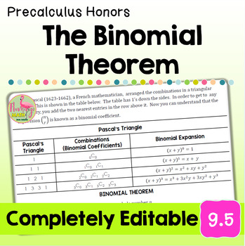 The Binomial Theorem Lesson Unit 9 Precalculus