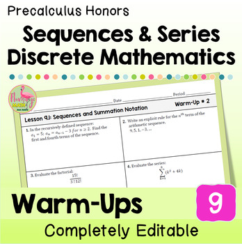 Sequences and Series Warm-Ups Unit 9 Precalculus