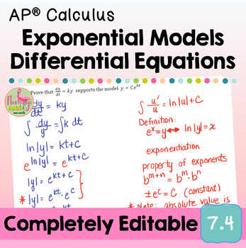 Differential Equations Growth and Decay (Unit 7 AP Calculus)