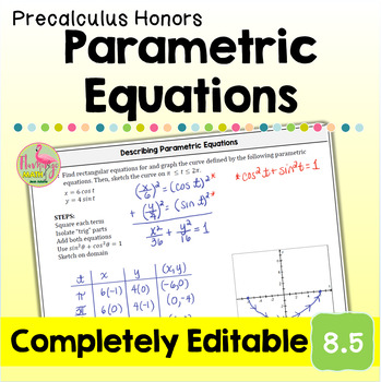 Parametric Equations Lesson Unit 8 Precalculus