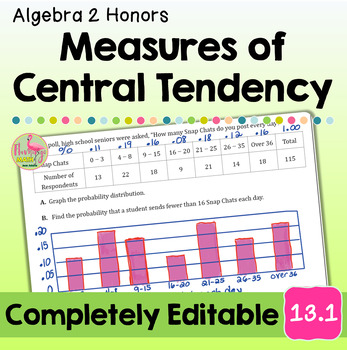 Measures of Central Tendency (Algebra 2 - Unit 13)