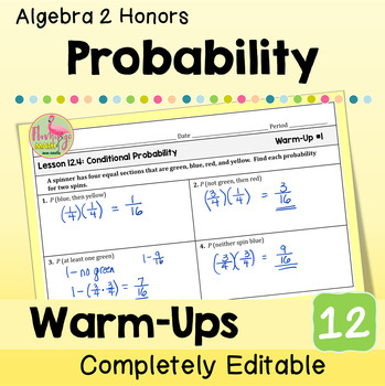 Probability Warm-Ups (Unit 12 Algebra 2)