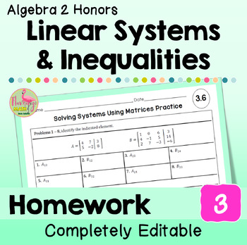 Linear Systems and Inequalities Homework (Algebra 2 - Unit 3)