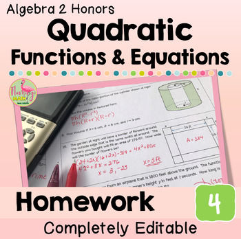 Quadratic Functions Homework (Algebra 2 - Unit 4)