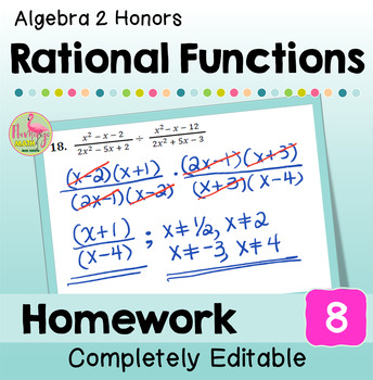 Rational Functions Homework (Algebra 2 - Unit 8)