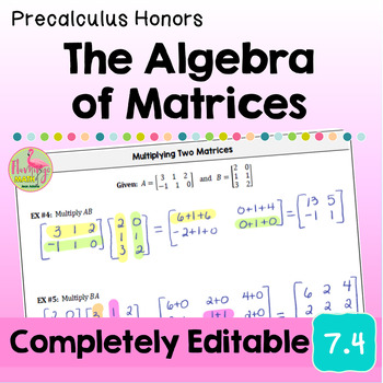 The Algebra of Matrices Lesson Unit 7 Precalculus
