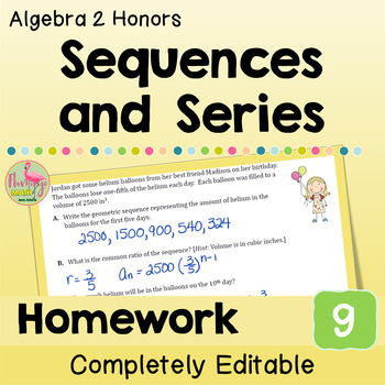 Sequences and Series Homework (Algebra 2 - Unit 9)