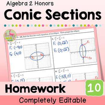 Conic Sections Homework (Algebra 2 - Unit 10)