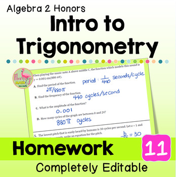 Intro to Trigonometry Homework (Algebra 2 - Unit 11)