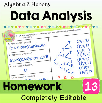 Data Analysis and Statistics Homework (Algebra 2 - Unit 13)